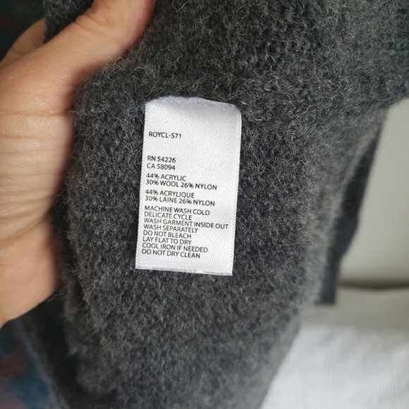 Royal Robbins Long Zippered Wool Blend Sweater Coat Size Large - Picture 5 of 5